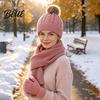 Comfortable Knit Beanies for Cold Seasons Winter Hat Scarf Gloves Set Knitted Pom Warm Thermal Soft Acrylic Weather Gear Gloves Solid Color