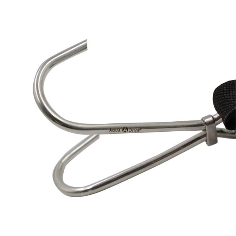 Federseil Riff Doppelhaken Edelstahl Tauchen Riffhaken mit Spiralkabel Lanyard & Schnellverschluss