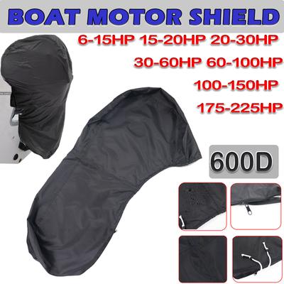 600D Boat Full Ochranný kryt motoru přívěsného motoru Černá Pro motor 6-225HP Vodotěsný Proti poškrábání Sluneční světlo a Prachotěsný
