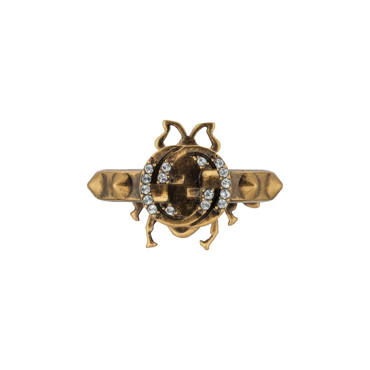 Gucci Glas Kristall Ringe Unisex Gold 629923-J1D51-8516