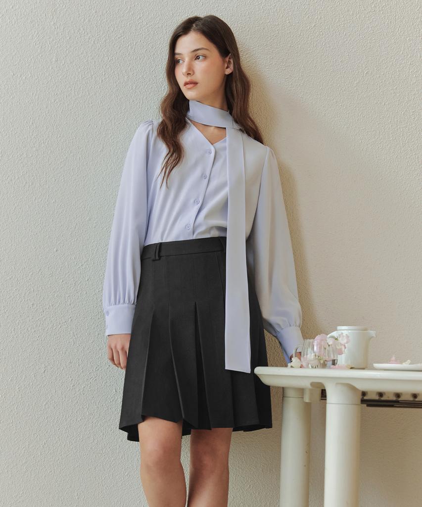 ZEROSTREET Basic Pleated Skirt / Charcoal