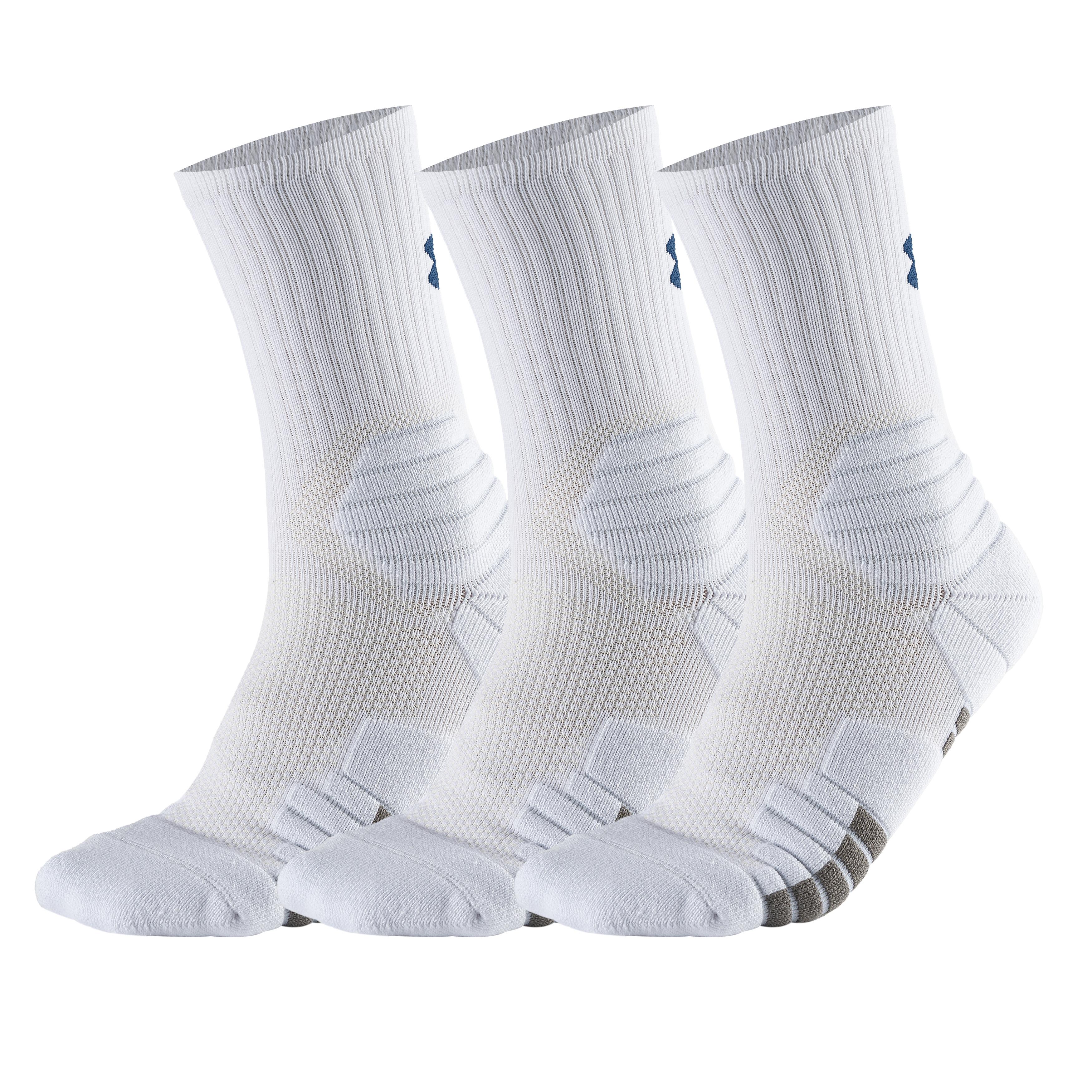 Under Armour Basketball Socks Crew Socks Unisex 3 Pack Ivory White 24610201-100 L