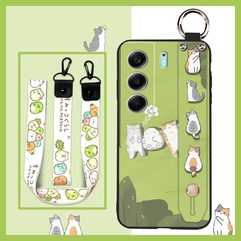 Shockproof Lanyard Phone Case For Tecno Camon40 4G/CM5 Wrist Strap Waterproof Silicone Wristband Cartoon Phone Holder