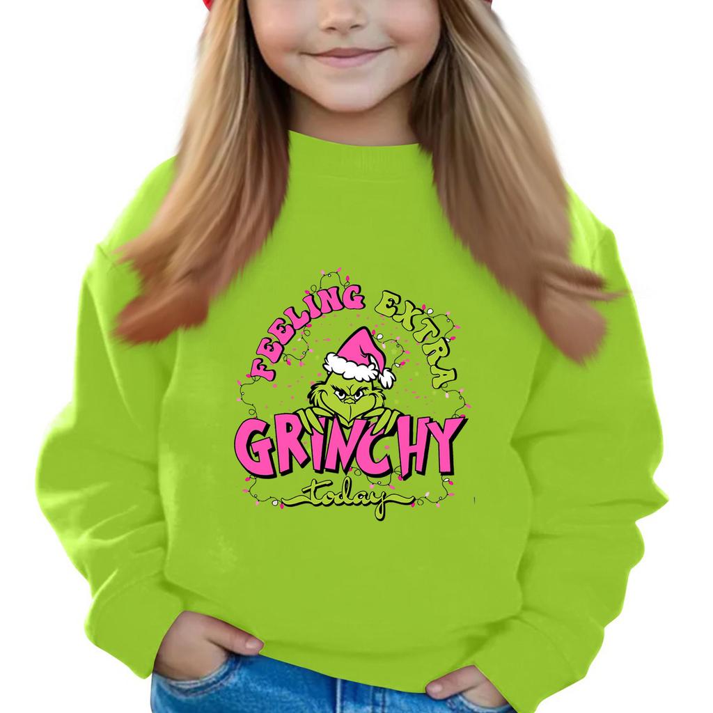 Christmas Day Girls Round Neck Pullovers For Kids Printed Baby Tops
