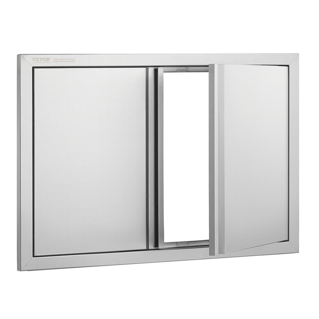 BBQ Access Door, 774x532 Mm Double Outdoor Kitchen Door, Stainless Steel Flush Mount Door, Wall Vertical Door with Recessed Handles , for BBQ Island,