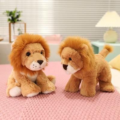 Boneca de leãozinho fofa de simulação, brinquedo de pelúcia, boneca de leão de zoológico, boneca infantil, presente de aniversário