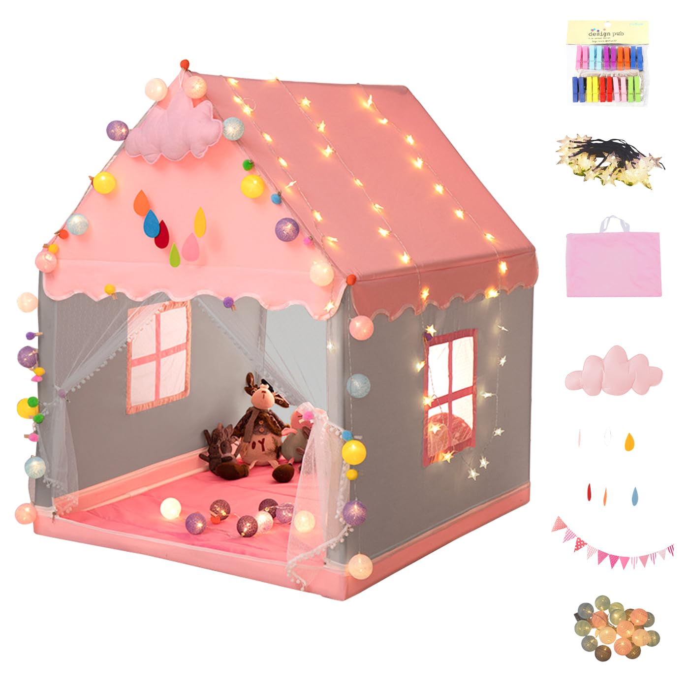 

[monomark] Kids Tent, Indoor Toy for Girls and Boys, Birthday Gift, Princess Style, Easy Assembly, Luxury Set [Supervised by Nursery Teachers,