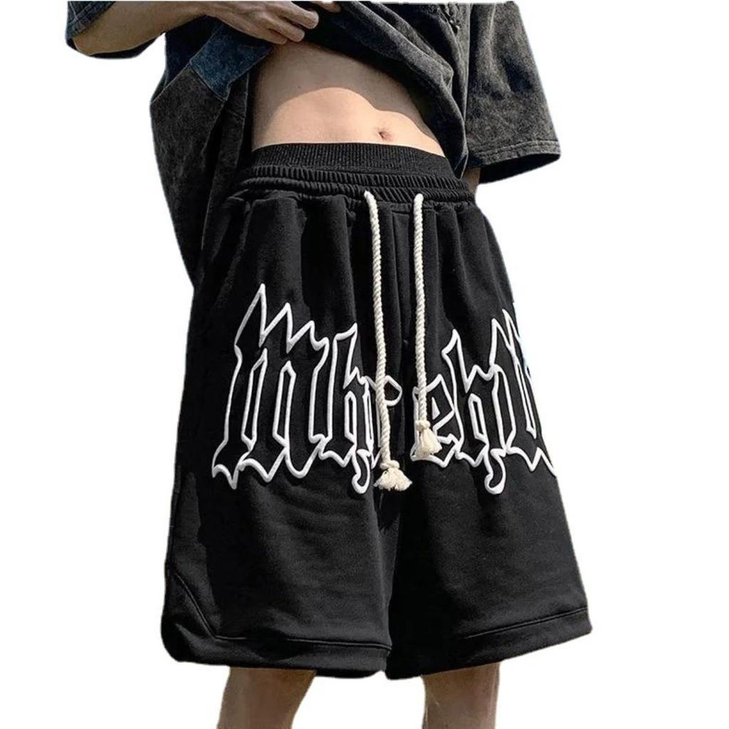 Summer Men Sweatpants Casual Loose Shorts Men's Beach Shorts Trousers Solid Color Drawstring Basketball Pants Sportswear Men