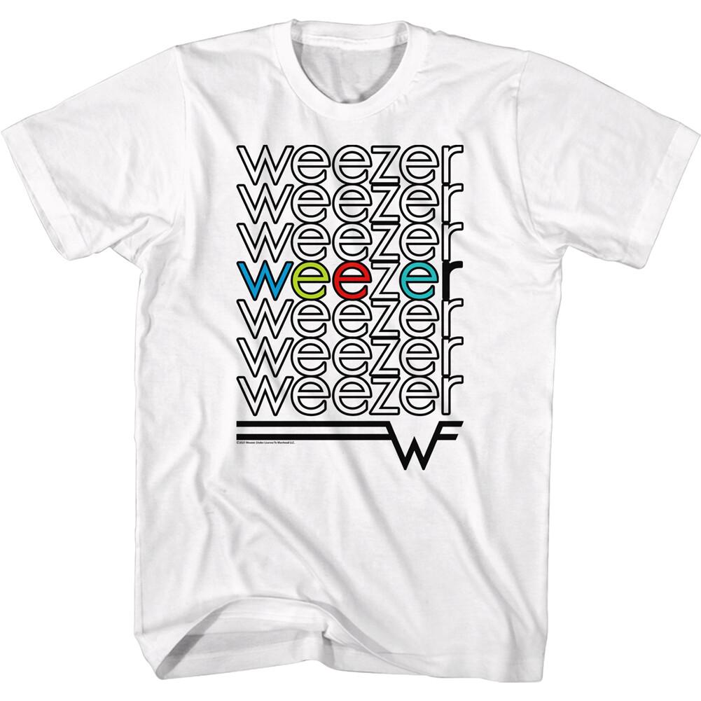 Weezer Black Color Repeat Band Name Logo W Men T Shirt Rock Music Merch M