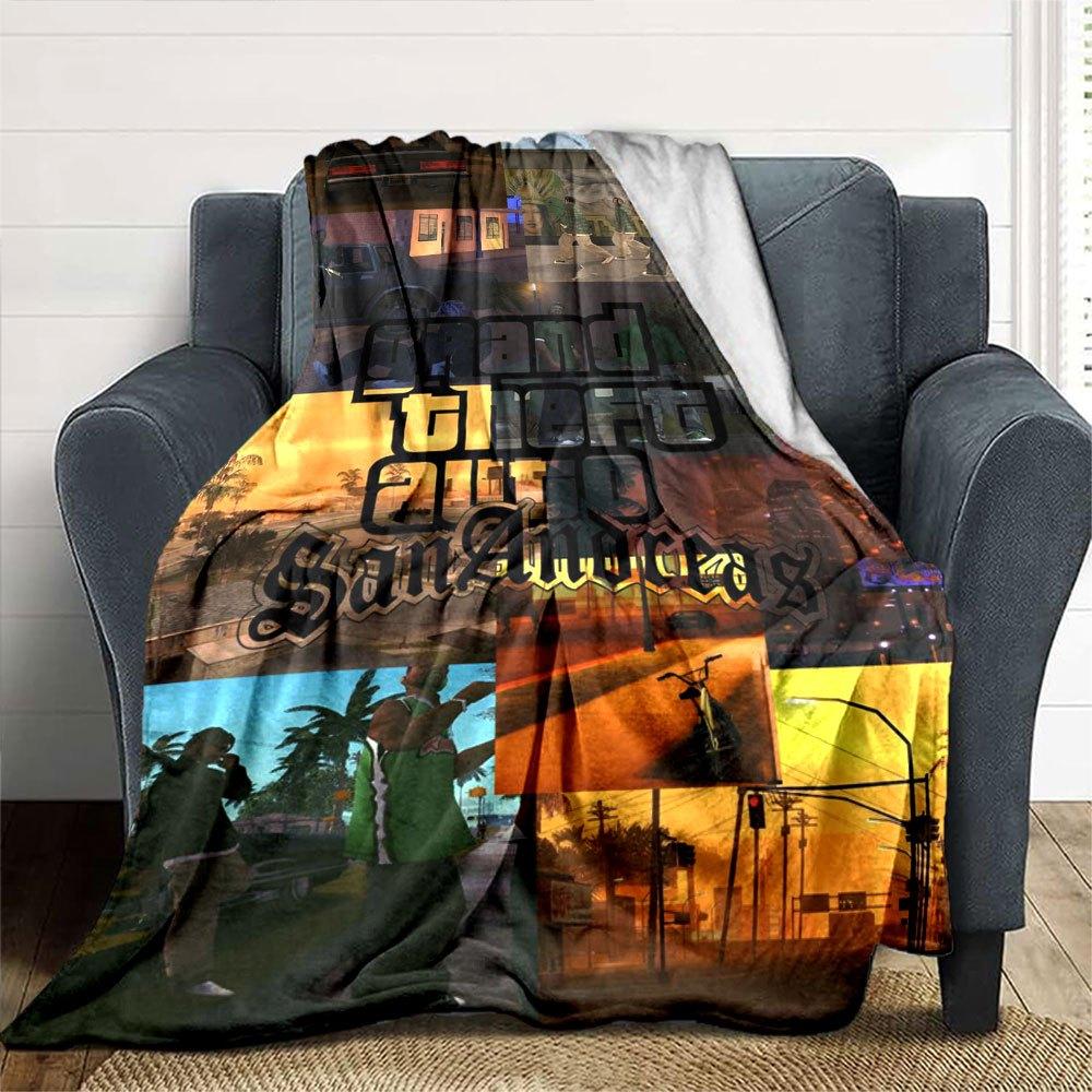 1pc Grand Theft Auto Soft Flannel Blanket with Designer Print A Cozy Blanket for All Seasons, Perfect for the Couch, Bed, Office