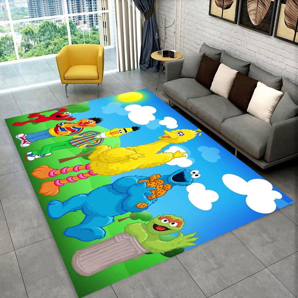 S-Sesame Street TV Cute Cartoon Carpet Rug for Bedroom Living Room Sofa Home Doormat Home Decor,Area Rug Non-slip Floor Mat Gift