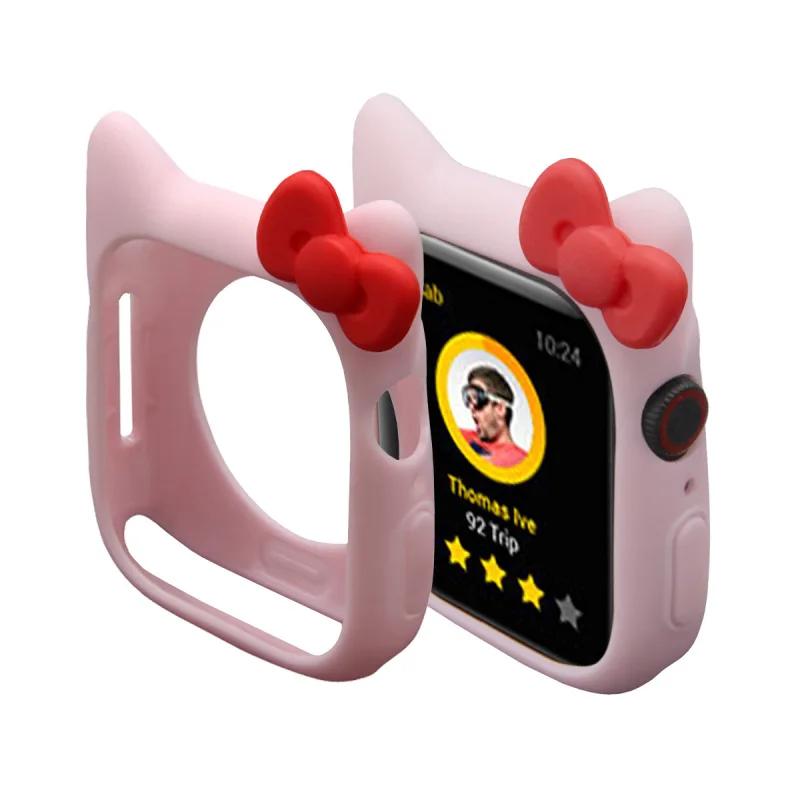 Weiche Silikon-Schutzhülle Bumper für Apple Watch 11 10 9 8 7 46mm 41 45 38 42mm Niedliche Cartoon-Schutzhülle für iWatch 6 5 SE 40mm 44