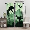 Set Of 2 Dinosaur Shadow Curtains Polyester Drapes Suitable Bedroom Living Room Office Featuring Timeless Curtain With Rod Pocket Ideal For Great