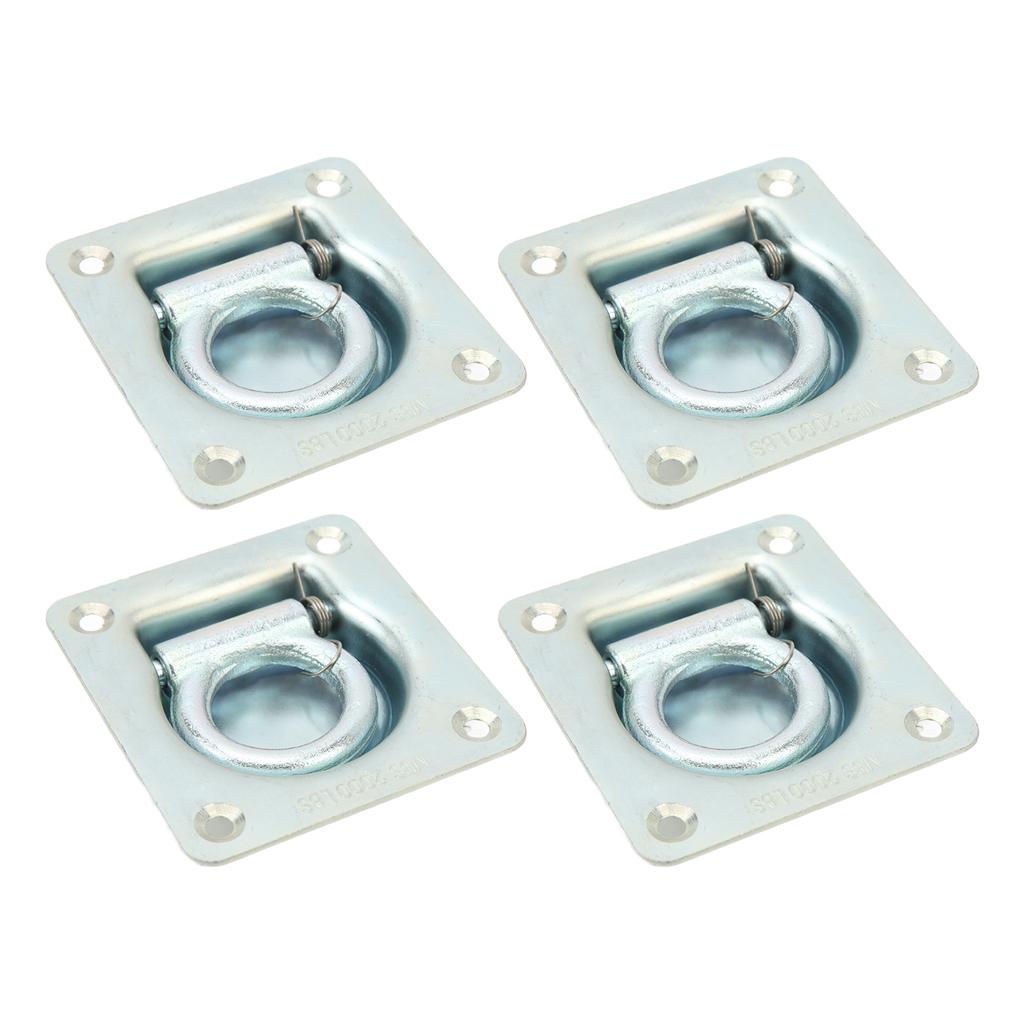 4PCS Recessed Trailer Rope Ring Carbon Steel 2000lb Maximum Breaking Force Trailer Tie Downs for Trailers
