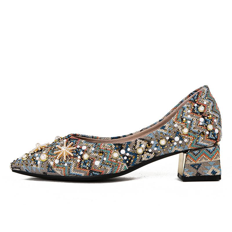 Balerini de damă cu strasuri, cu vârf ascuțit, rochie cu toc mic, perle, diamante, pentru petrecere de nuntă, pentru femei, lucru, afaceri, pantofi plati, pantofi ocazionali de mers