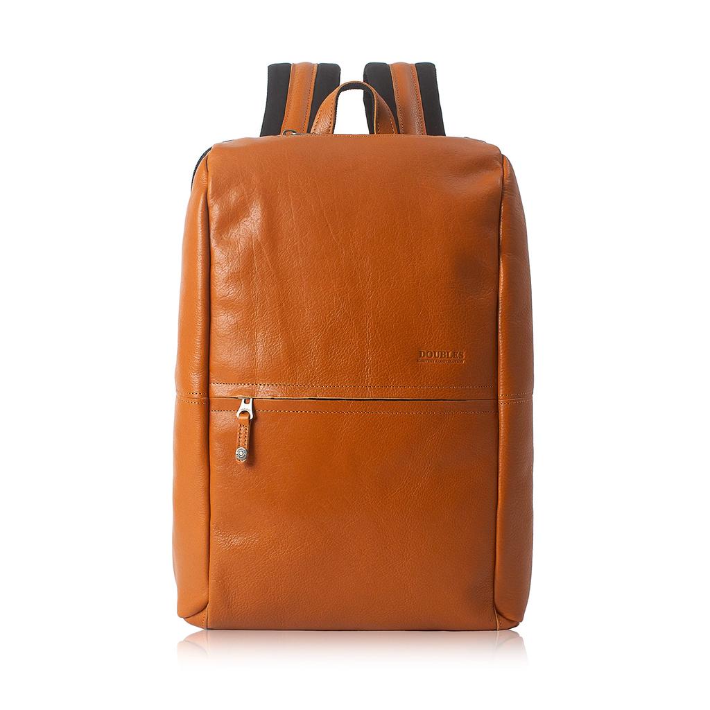Zaino Business Elegante Doppio Uomo, Piccolo, Vera Pelle, Formato A4, VYA-1526, Cammello