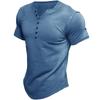 Summer Short Sleeve Men's T Shirts Men Tee Buttons V Neck T-Shirt Man Solid Top