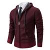 Men's Hooded Fleece-Lined Knitted Cardigan - Thick, Plus Size, Autumn/Winter 2023 Collection.