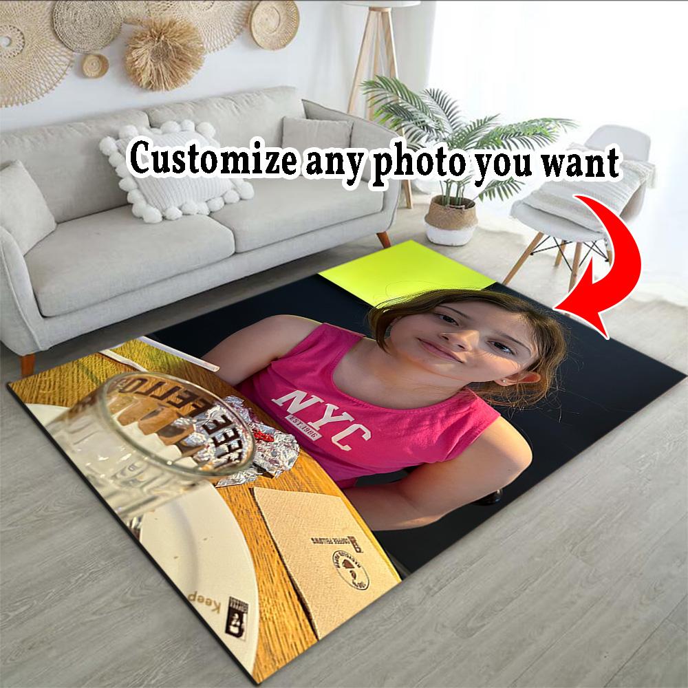 Customize Photos Personalized Picture Floor Mat Design for Entryway Hallway Foyer Dining Room Anti-slip Rug Office Home Decor Birthday/Christmas Gift