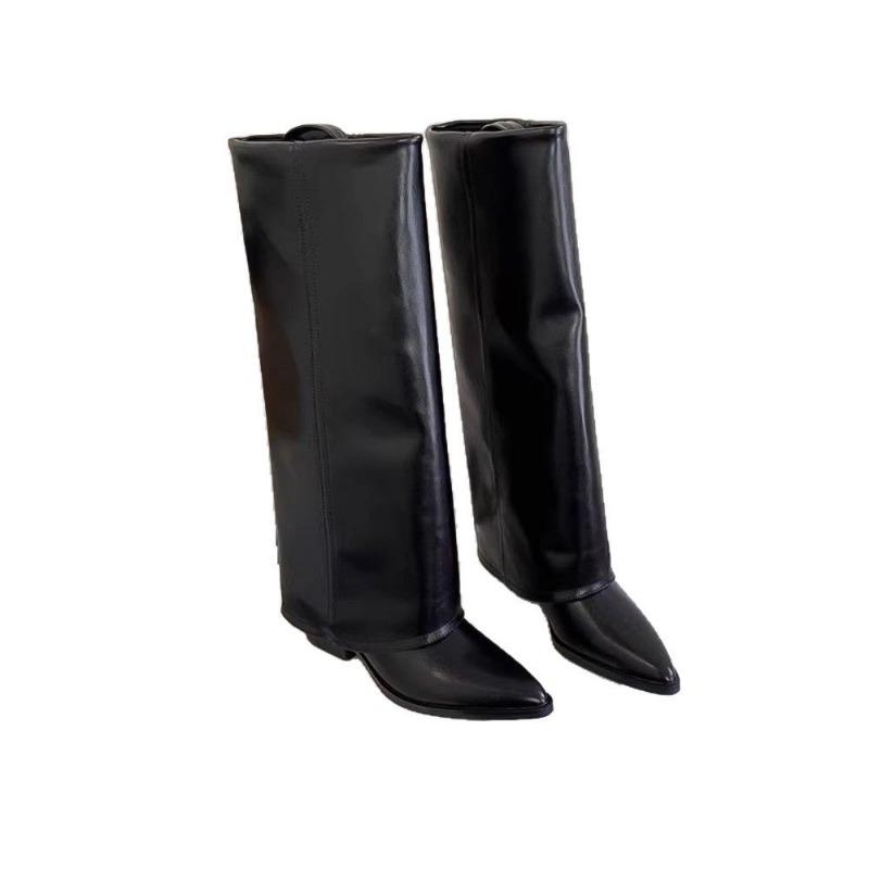 Pointed trouser boots spring new thin boots but knee fashion versatile thick heel western cowboy boots