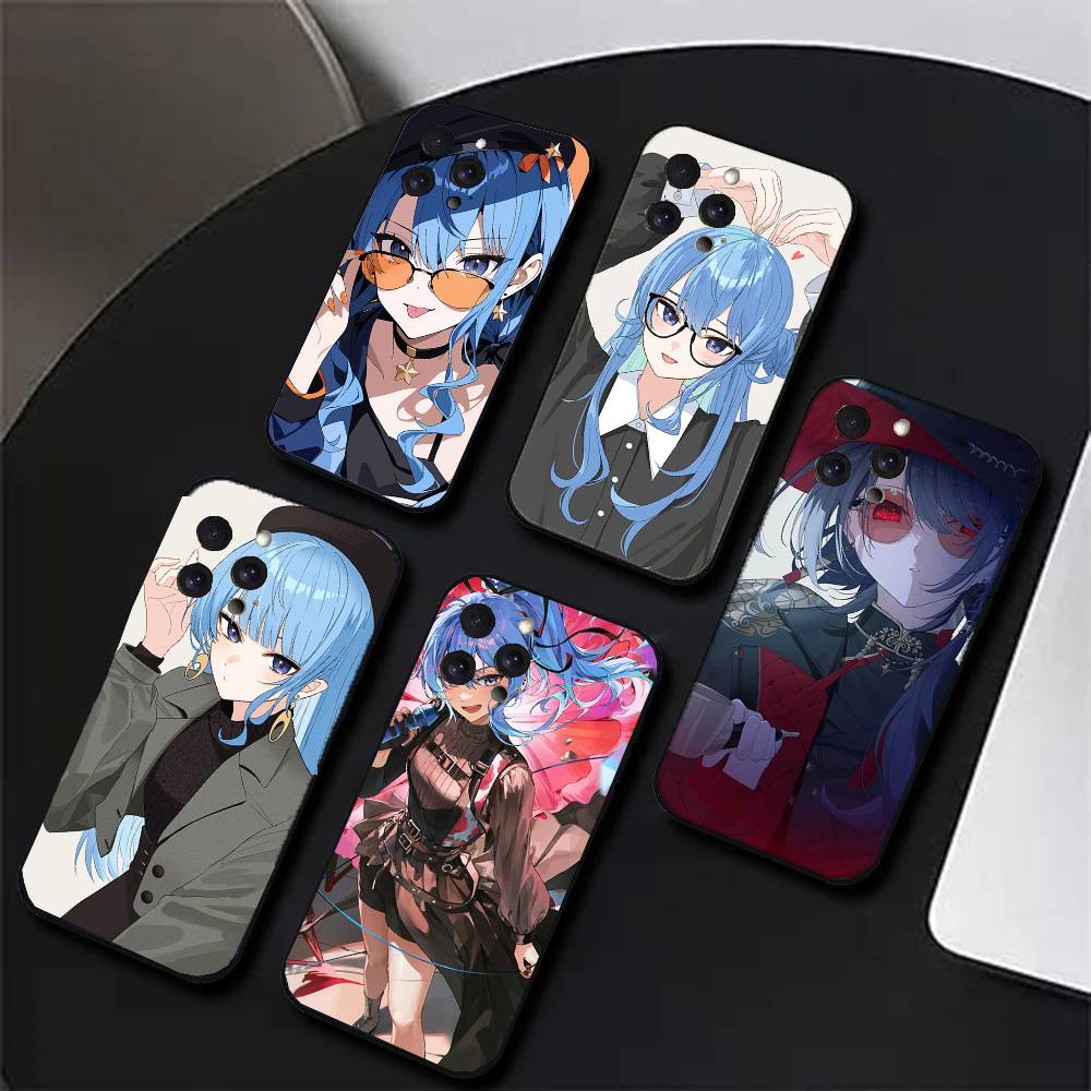 Suichan Hoshimachi Suisei Animation H-Hololive Phone Case For IPhone 17 Air 16 15 14 13 Pro Max 11 12 Black Silicone Cover