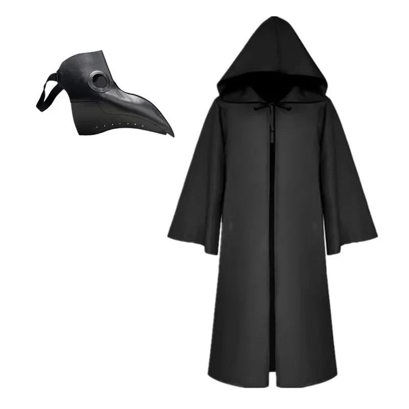 Costume da Peste Medievale con Maschera, Mantello con Cappuccio da Sacerdote per Adulti e Bambini, Accessori per Performance Festiva di Halloween