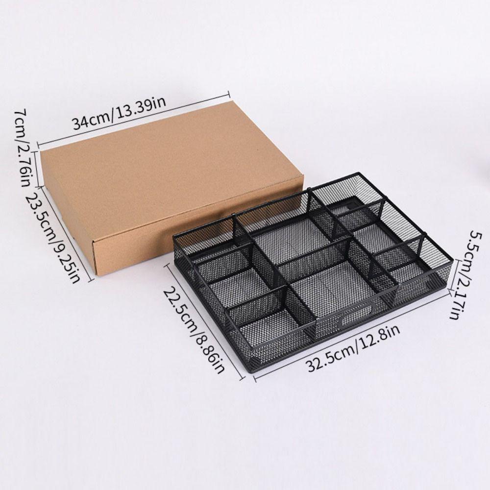 Modern Metal Mesh Drawer Organizer Black Multi-Compartment Desk File Organizer Hollow Removable File Storage Rack Office