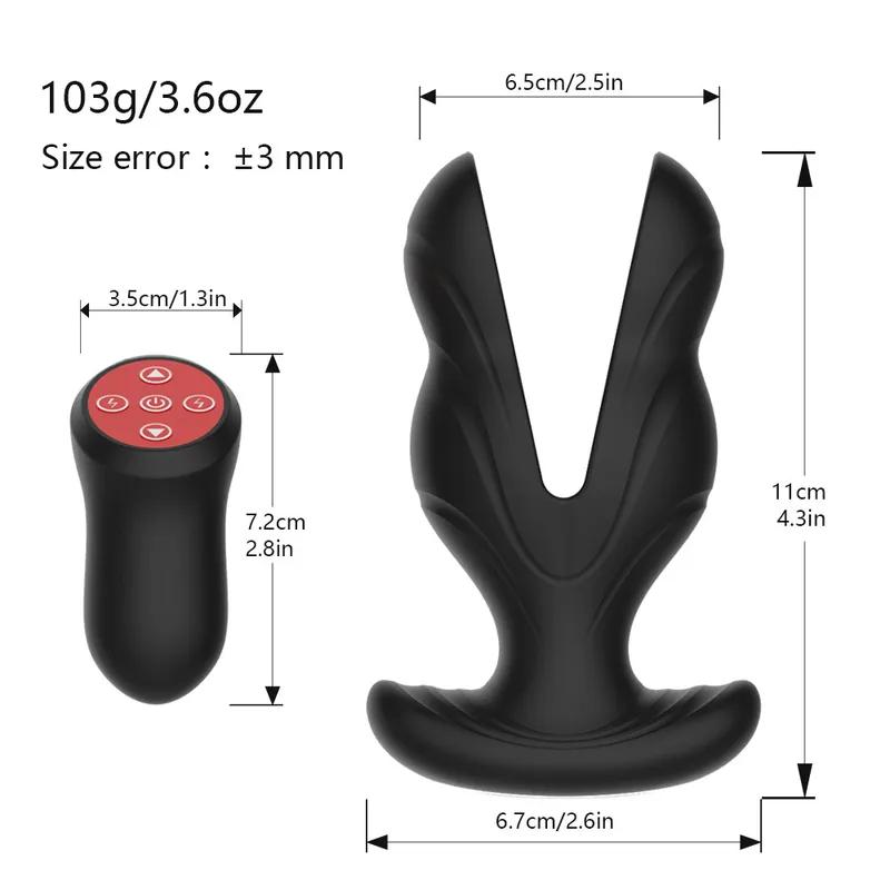 Vibrátor na masáž prostaty pro muže Elektrický šok Anální vibrátor Bezdrátový dilatátor análních kolíků Dildo Sexuální hračky pro ženy