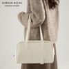Women's Simple and Versatile Large Capacity Boston Bag, Women's New High-end Lychee Patterned Hand-held Shoulder Bag