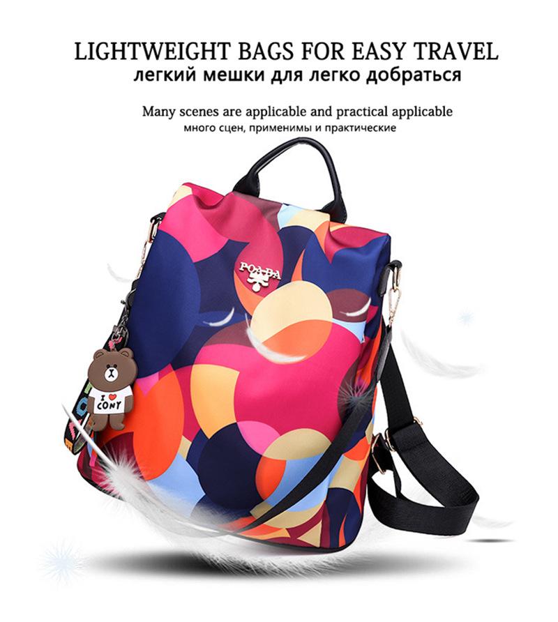2024 Women's Korean Style Fashion Backpack: Versatile Oxford Cloth Anti-theft Design with Pendant