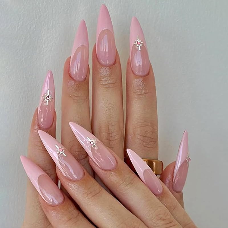 Colorful French Tip Press on Nails Glossy Nude Fake Nails Short Oval Lines Glue on Nails Reusable Acrylic Stick on Nails for Women