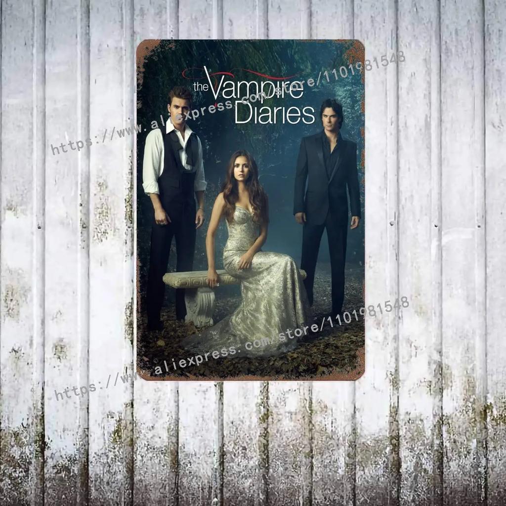 The Vampire Diaries Poster Decorativo in Metallo Segno di Latta Vintage Segno Metallico Placca Decorativa per Pub Bar Man Cave Club Decorazione Murale