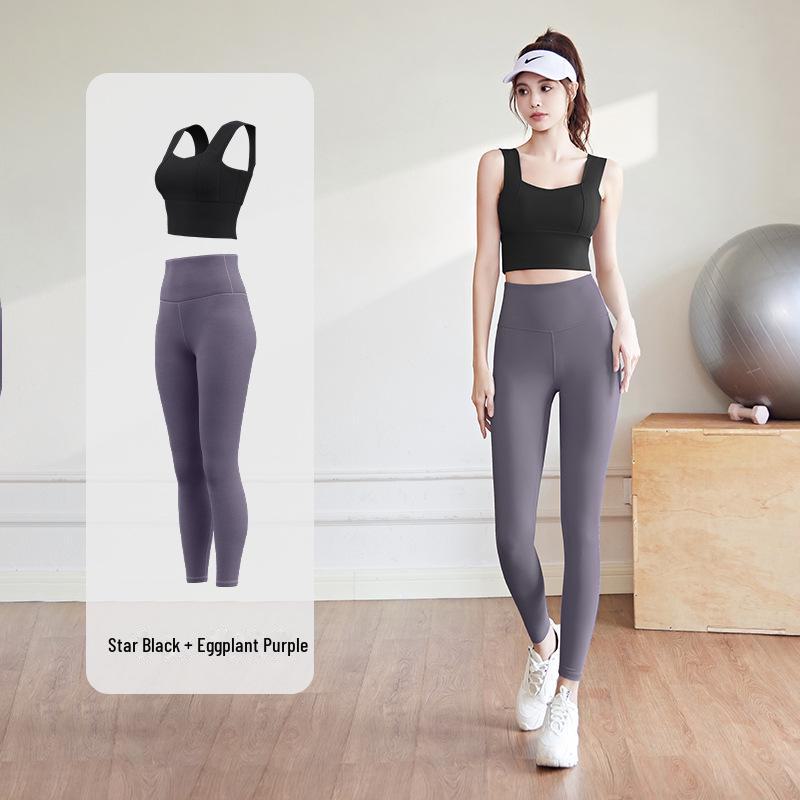 "Juyitang Peach Yoga Set: Shockproof Medium Support for Indoor Running & Fitness"