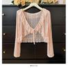 Women's Cardigan Jacket, Summer Lightweight Breathable Lace Tie Shawl, Fashionable Versatile Short Cardigan Jacket, Outerwear for Slip Dresses