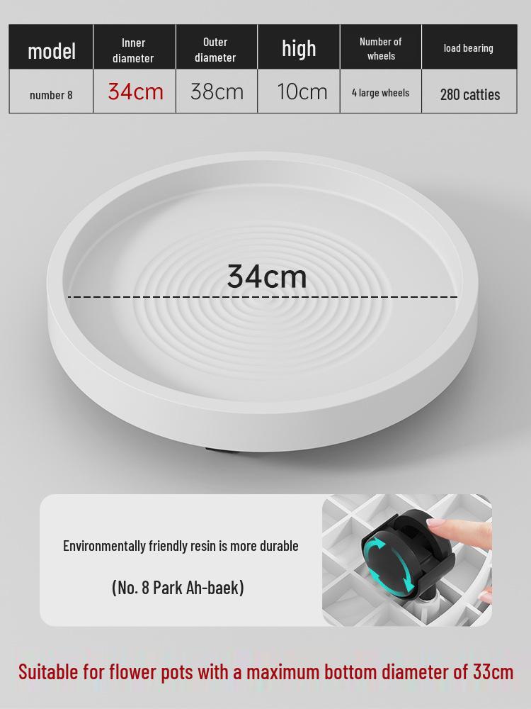 Mobile Flower Pot Tray with Universal Wheels – Green Plastic Plant Base