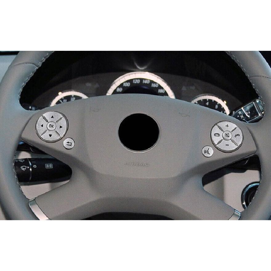 For Mercedes-Benz GLK 2009-12 Silver Aluminum Front Steering Wheel Sticker Trim