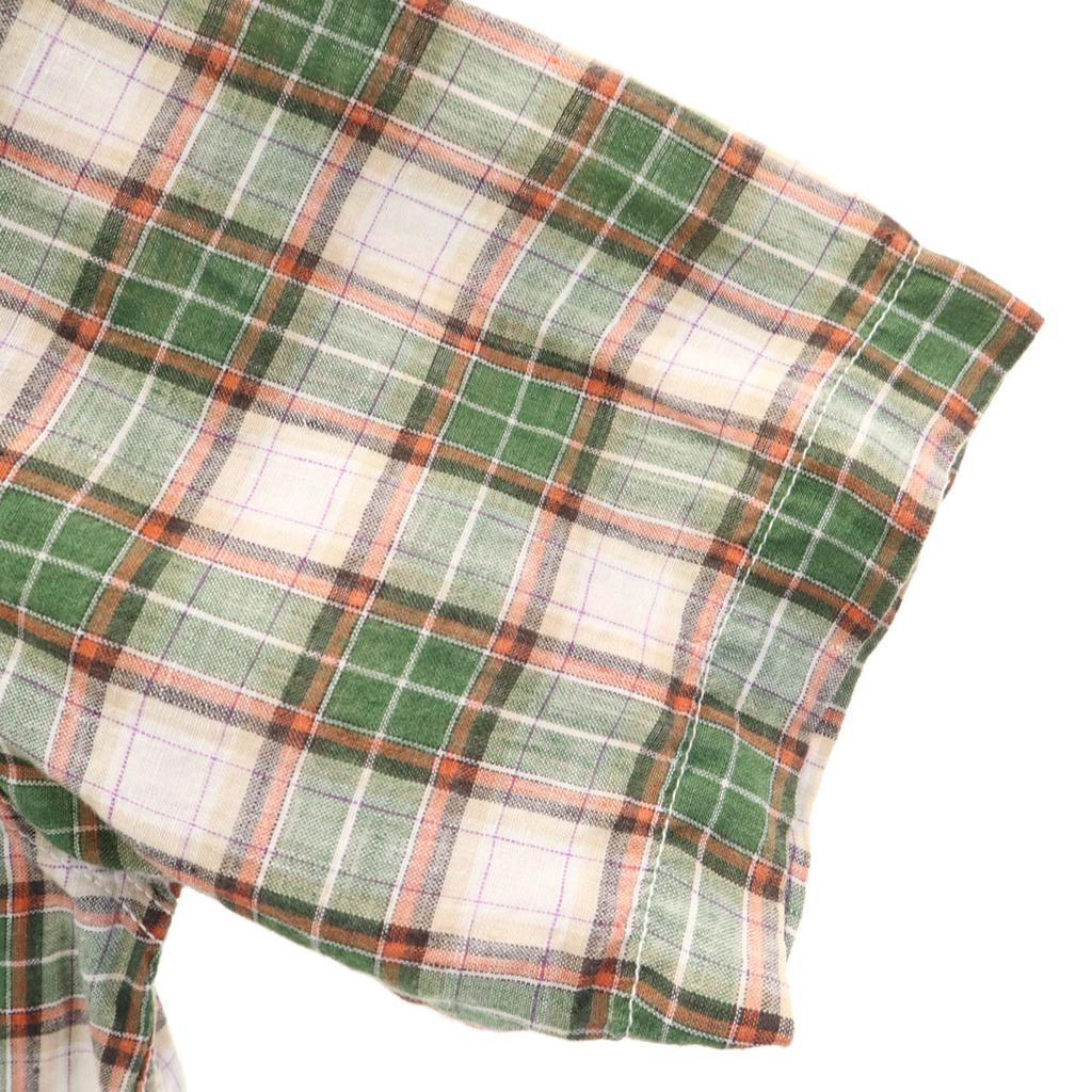 CUSHMAN Check Pattern Short sleeve Linen-like shirt L Green system Men's Used