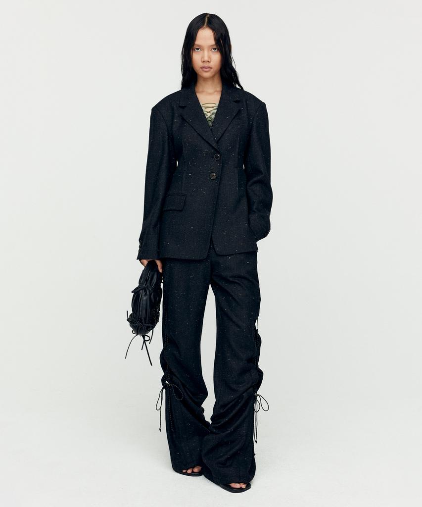 ADSB ANDERSSON BELL Knap Wool Lace-Up Wide Pants Apa769W(Black)