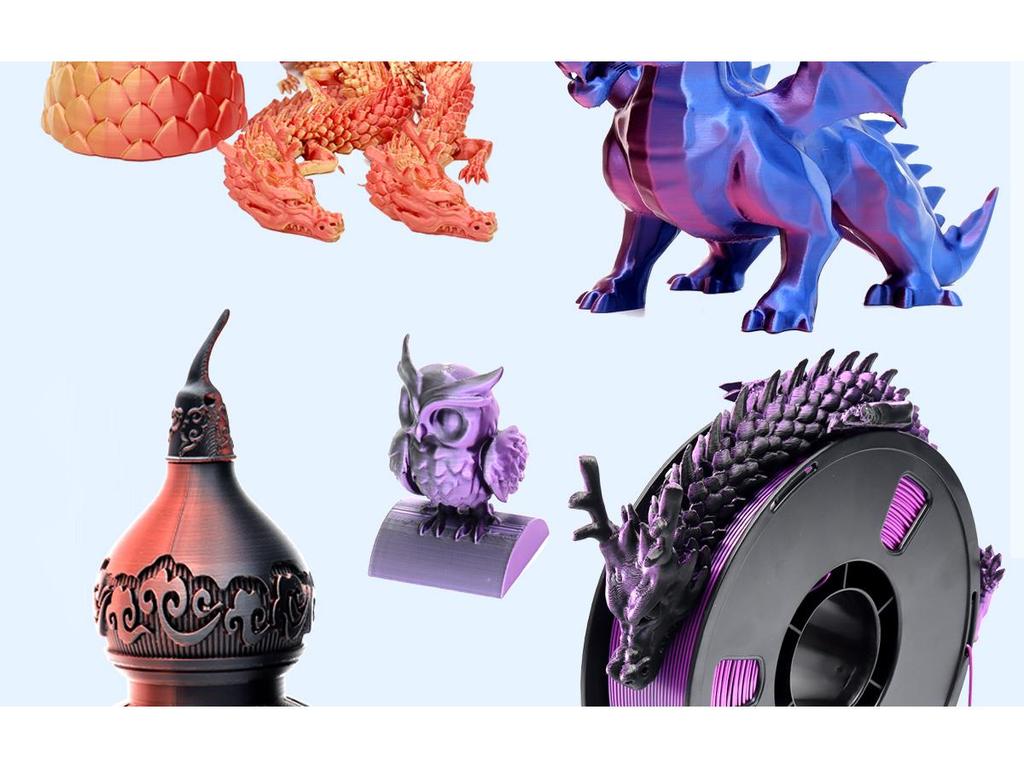 Dual-Color Silk PLA 3D Printing Filament, Non-Clogging & High Toughness, Imitation Metal, 1.75mm, 1kg