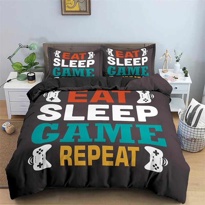 Soft Game Twin Full Queen King Bedding Set Microfiber Gamepad Controller Print Duvet Cover Set Boys Video Games Comforter Cover