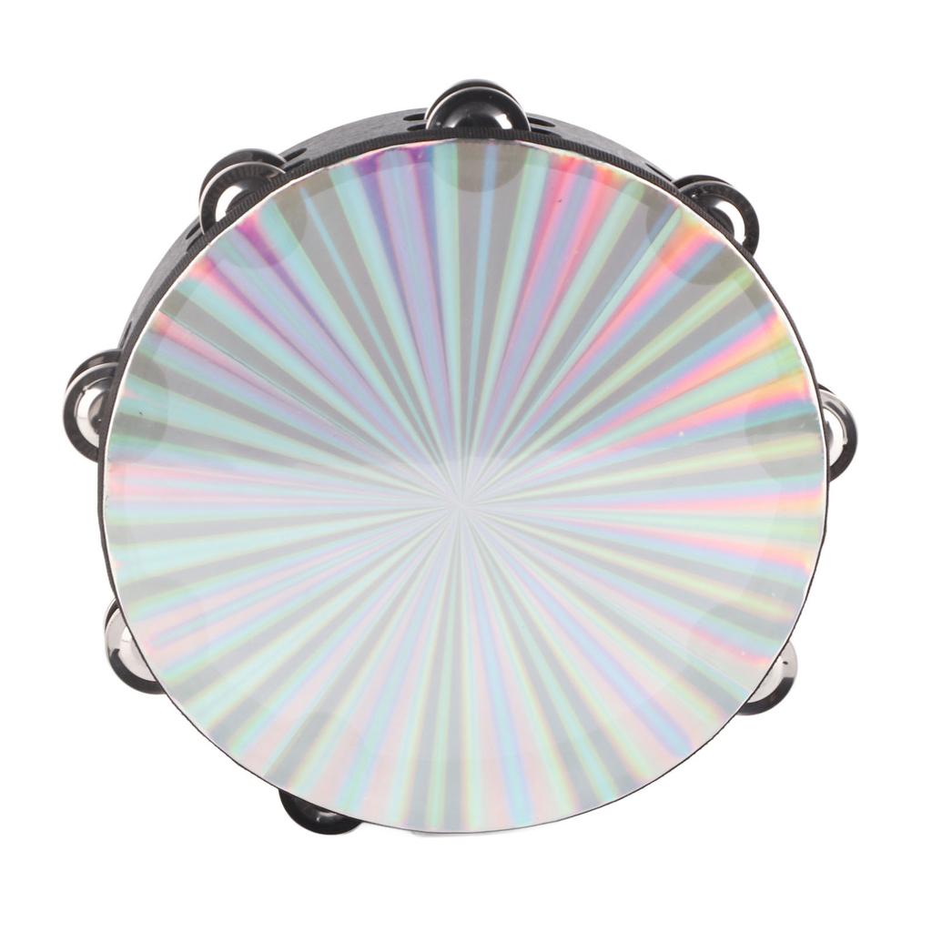 Tambourine Double Row 16 Pairs Metal Jingles Clear Sound Laser Handheld Drum Bell Timbrel 10in