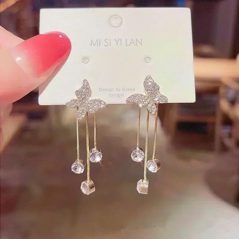 High-end Purple Golden Foil Crystal Ball Earrings For Women Fashionable Personalized Daily Accessory Party Jewelry Birthday Gift