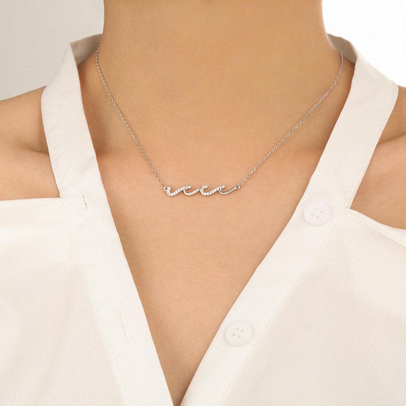 Europäische & Amerikanische Diamantbesetzte Wellen-Halskette - Eleganter, Vielseitiger, Hochwertiger Luxus-Schmuck für Damen