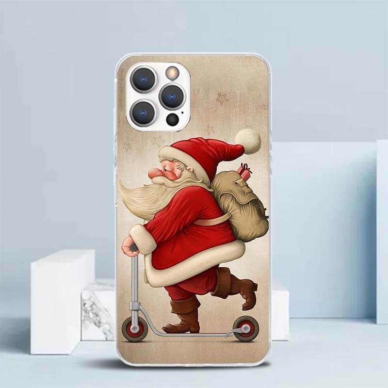 Christmas Santa Claus Present Soft Cover for iPhone 16 17 Air 15 14 Pro Max 16E Phone Case 13 Mini 12 11 7 SE 8 Print Pattern Fi
