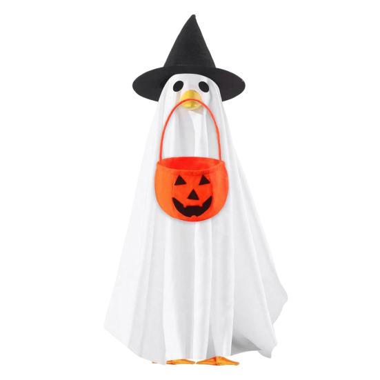 Halloween Ghost Goose Outfit, Lawn Porch Goose Clothes, Fall Halloween Goose Costume for Outdoor Patio Yard Lawn Decoration