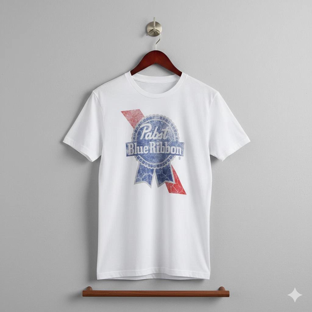 Unisex Adult Vintage Graphic Pabst Blue Ribbon Logo Graphic T-Shirt... S