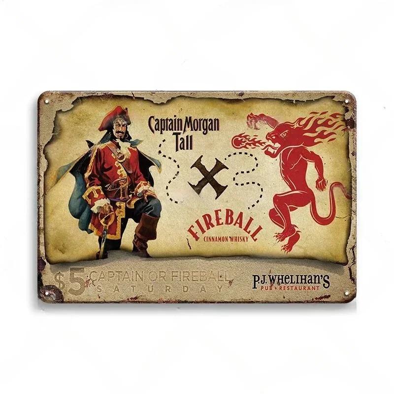 Vintage Trink-Rum Captain Morgan Blechschilder Poster Wanddeko Retro Metallschild Havana Club Bacardi Kraken Plakette Bar Kitsch