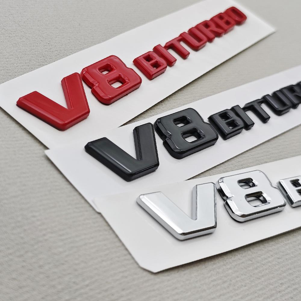 3D ABS Car Sticker V8 BITURBO Logo Emblem Trunk Fender Badge Decal For Mercedes-Benz AMG W218 C63S C63 E63 S63 CLS63 Accessories