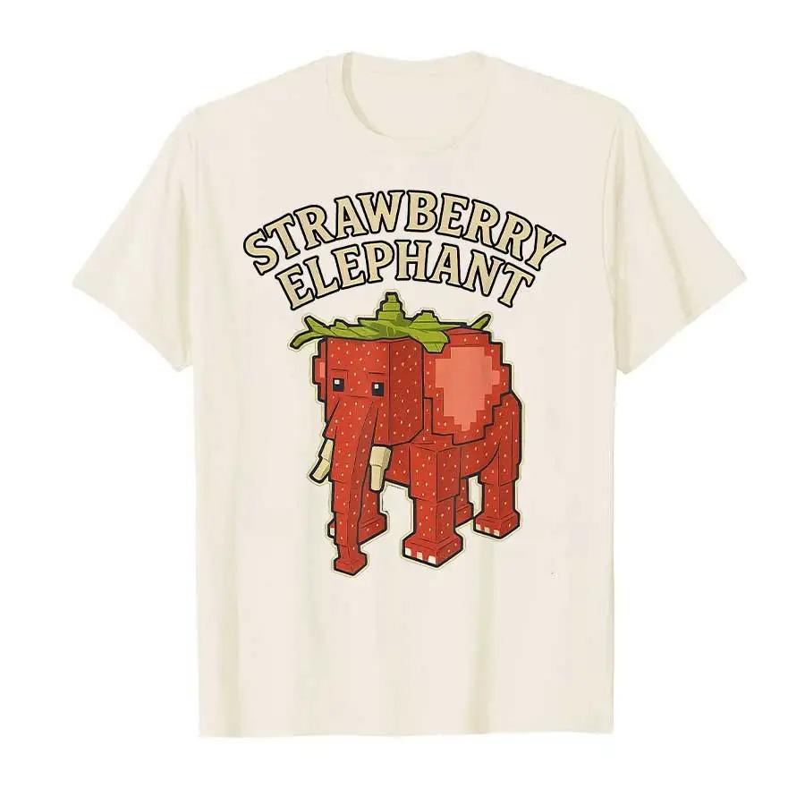 Strawberry Elephant Funny Italian Brainrot Kids Gaming Meme T-shirt for Men Women Cotton  Short Sleeves Plus Size Loose Soft Top