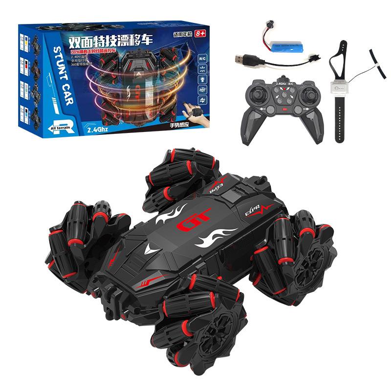 2.4G Double-sided Remote Control Car Long Endurance Stunt Rollover Car Charging Luminous Spray Car Children's Toy Car